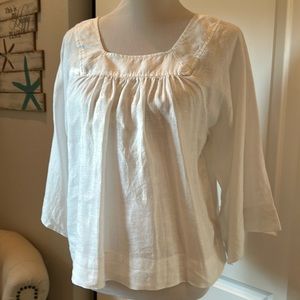 White boho style linen top